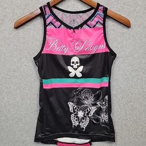 Hincapie x Betty Designs Cycling Top Womens M Cycling Jersey Skull Butterfly